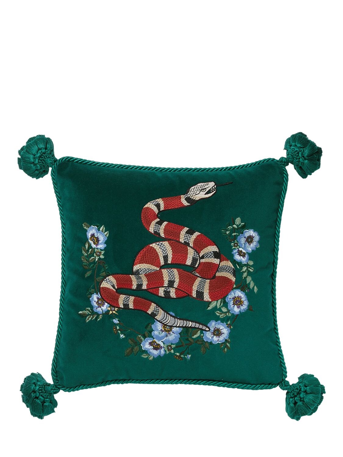 GUCCI 蛇刺绣天鹅绒抱枕,68IWNI012-MZYWOA2