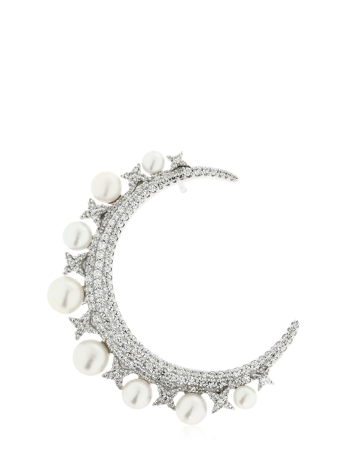 Apm Monaco Silver Moon Mono Earring W Pearls Modesens