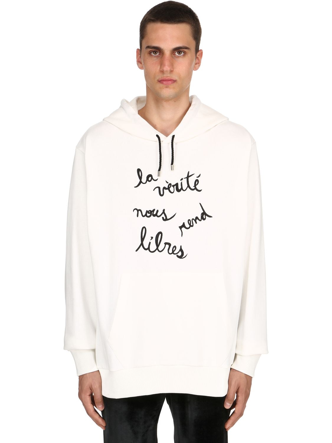 Triple Rrr La Veritè Embroidered Sweatshirt Hoodie In White