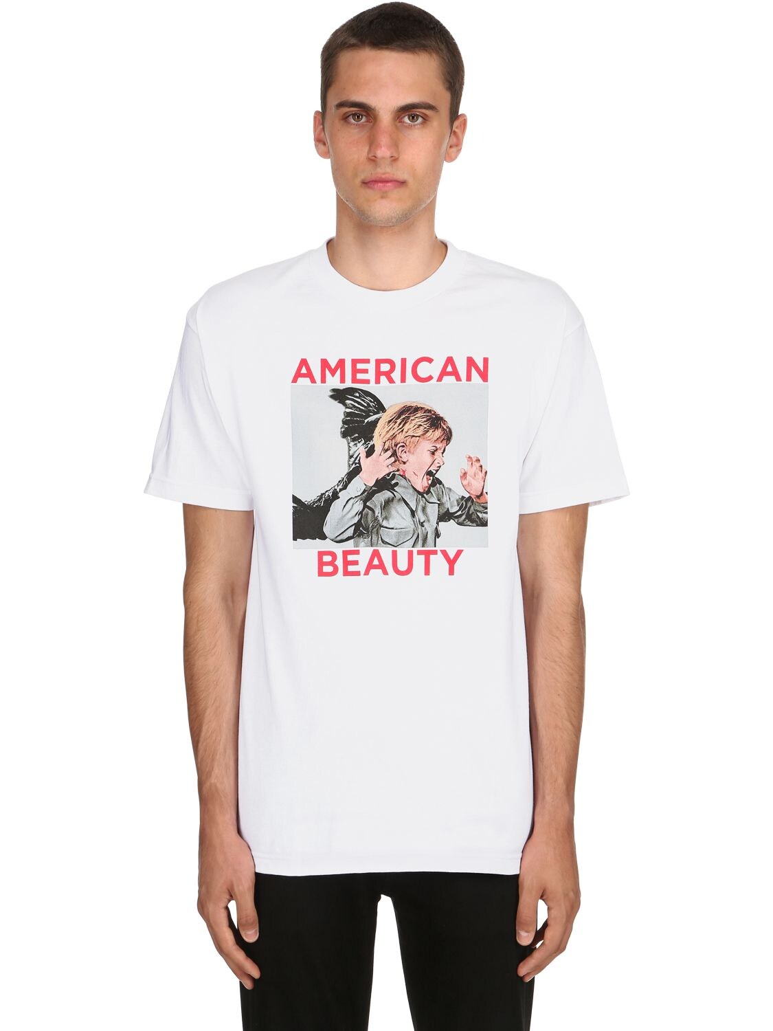 Bow3ry American Beauty Cotton Jersey T-shirt In White