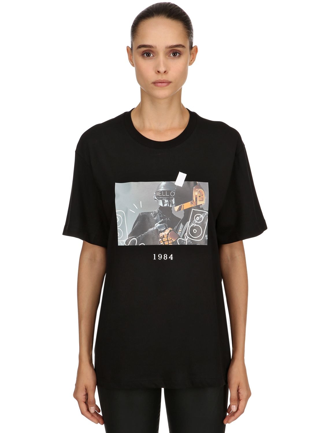 Throwback 1984 Printed Cotton Jersey T-shirt In Black