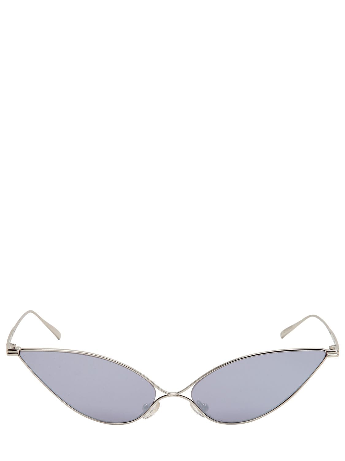 Pushbutton Cat Eye Sunglasses In Silver/mirror