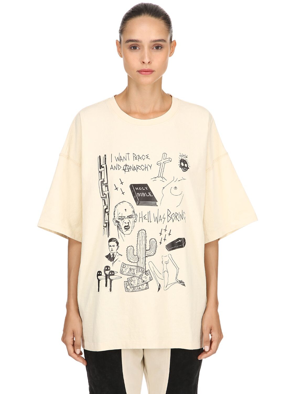 Arnodefrance Hell Was Boring Heavy Jersey T-shirt In Offwhite