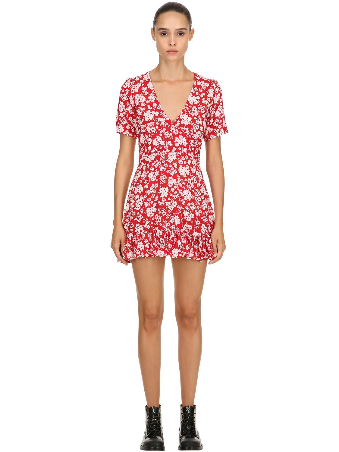 The People Vs Amos Floral Printed Dress In Red