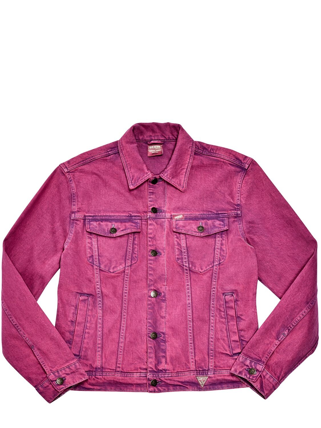 purple acid wash denim jacket