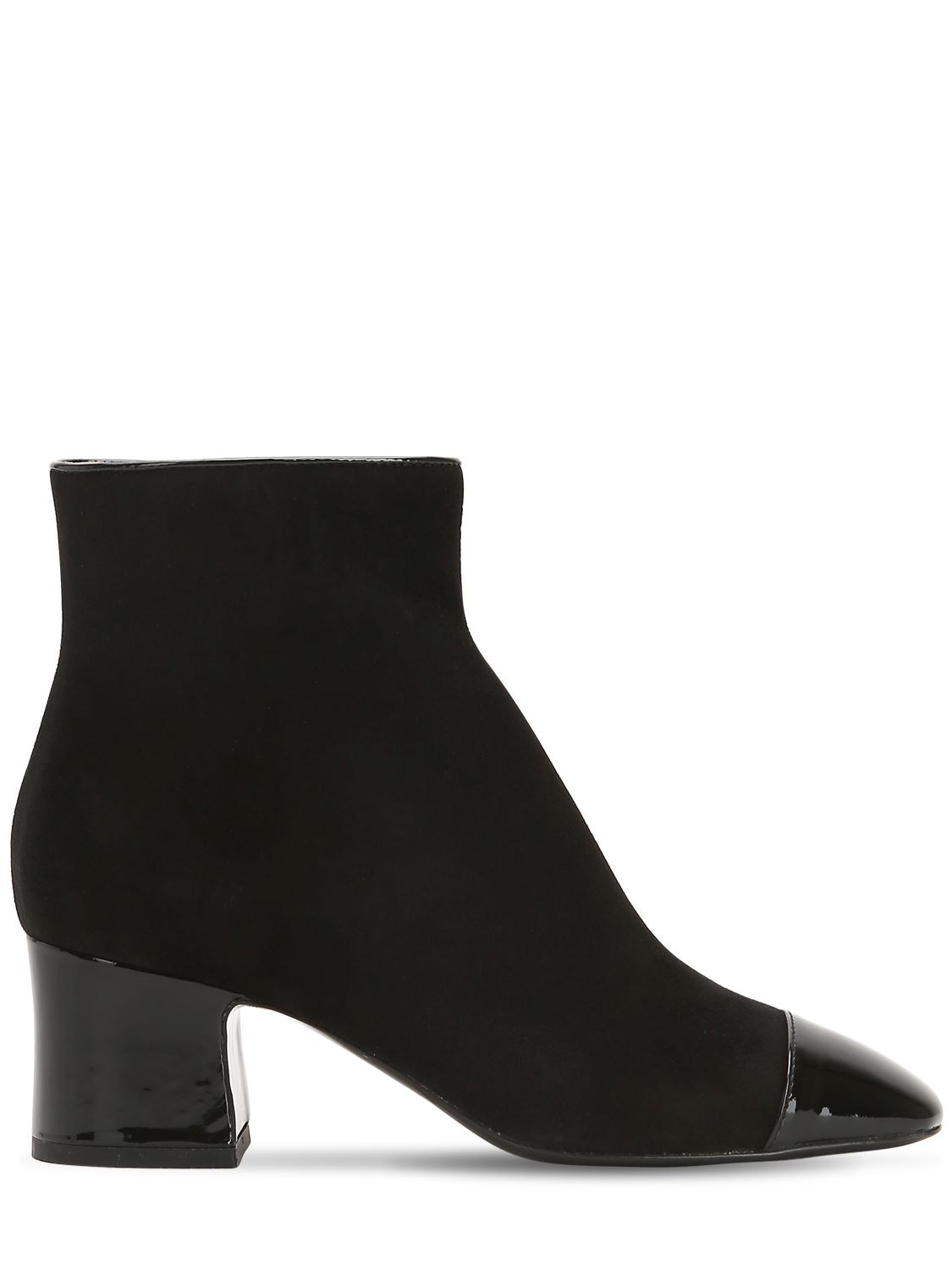 Aand 60mm Suede & Patent Leather Ankle Boots In Black