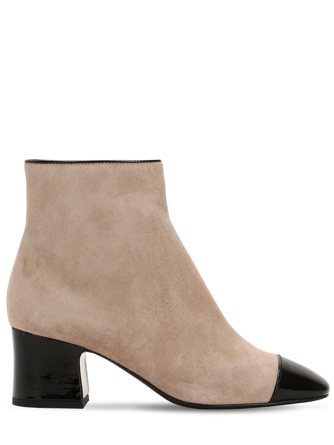 Aand 60mm Suede & Patent Leather Ankle Boots In Beige,black