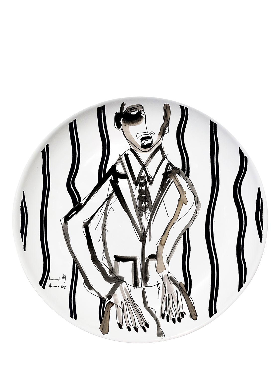 Antonio Marras Limited Edition Portrait Iv Plate In White/black