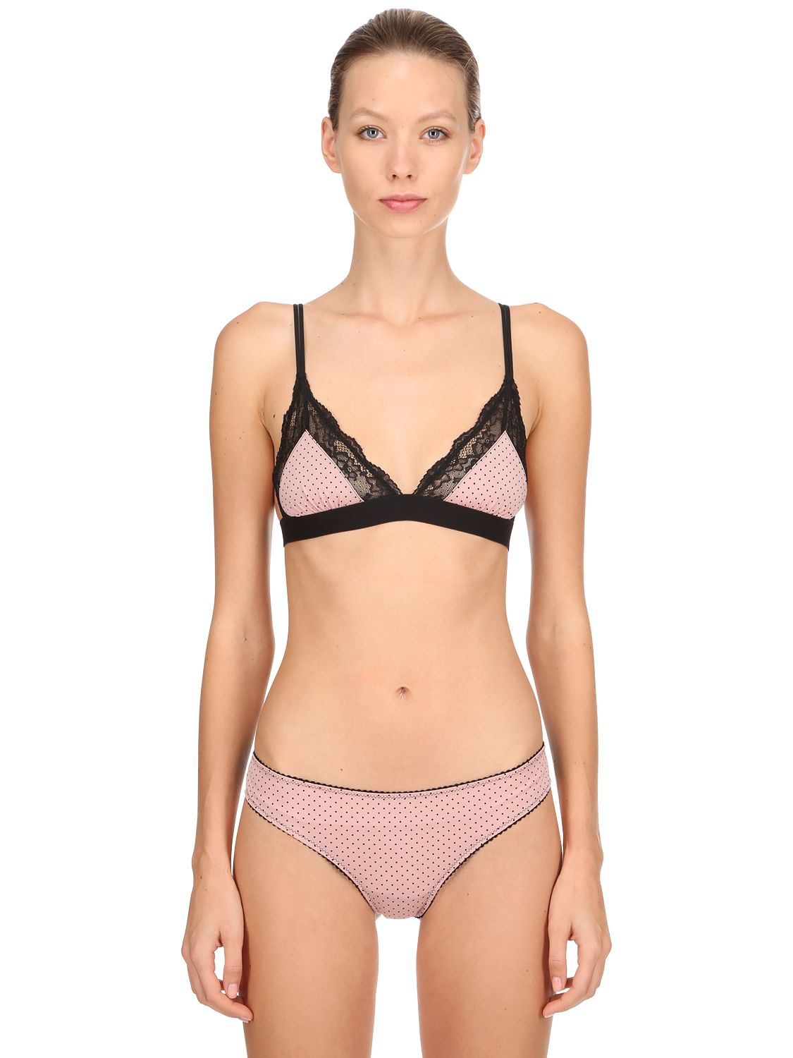 CARAMÌ ILDE POLKA DOT PRINT & LACE TRIANGLE BRA