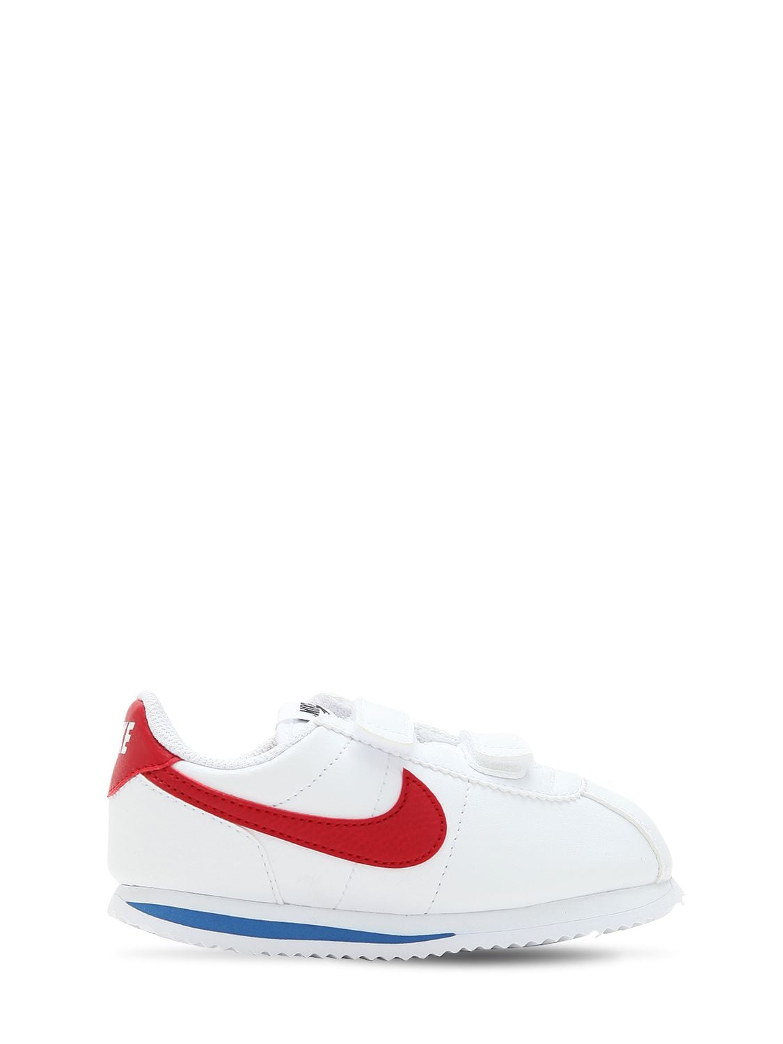 Nike Babies' Cortez Basic Faux Leather Strap Sneakers In White/ Varsity Red/ Black