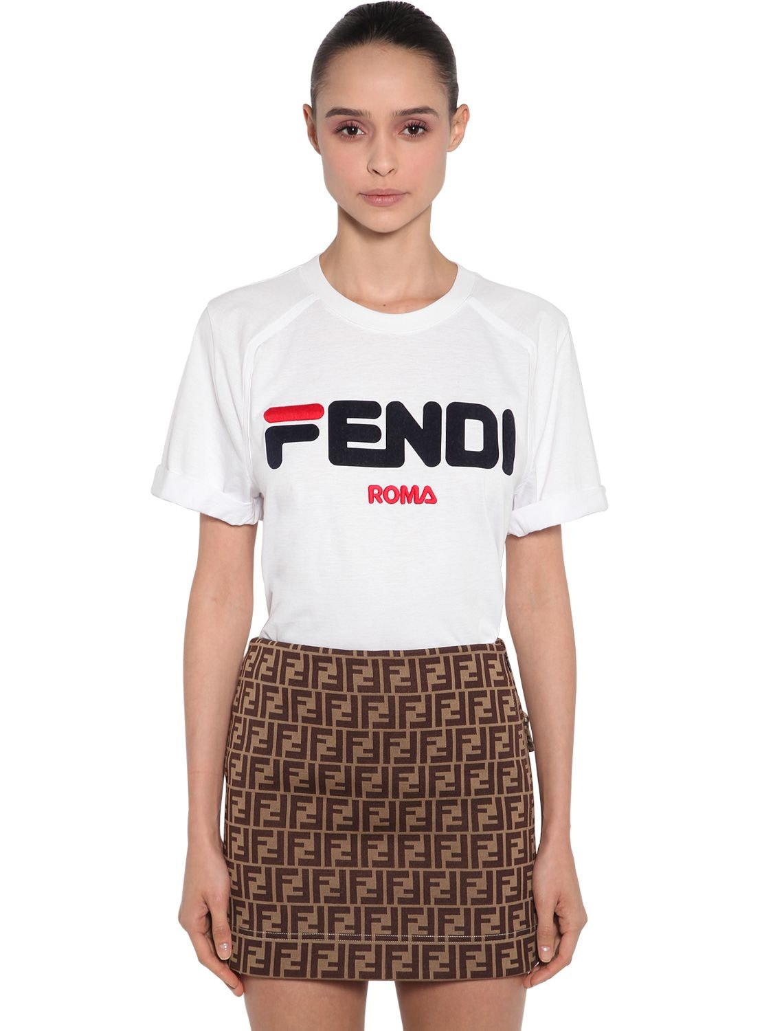 Fendi - Fendi mania logo printed jersey t-shirt - White | Luisaviaroma