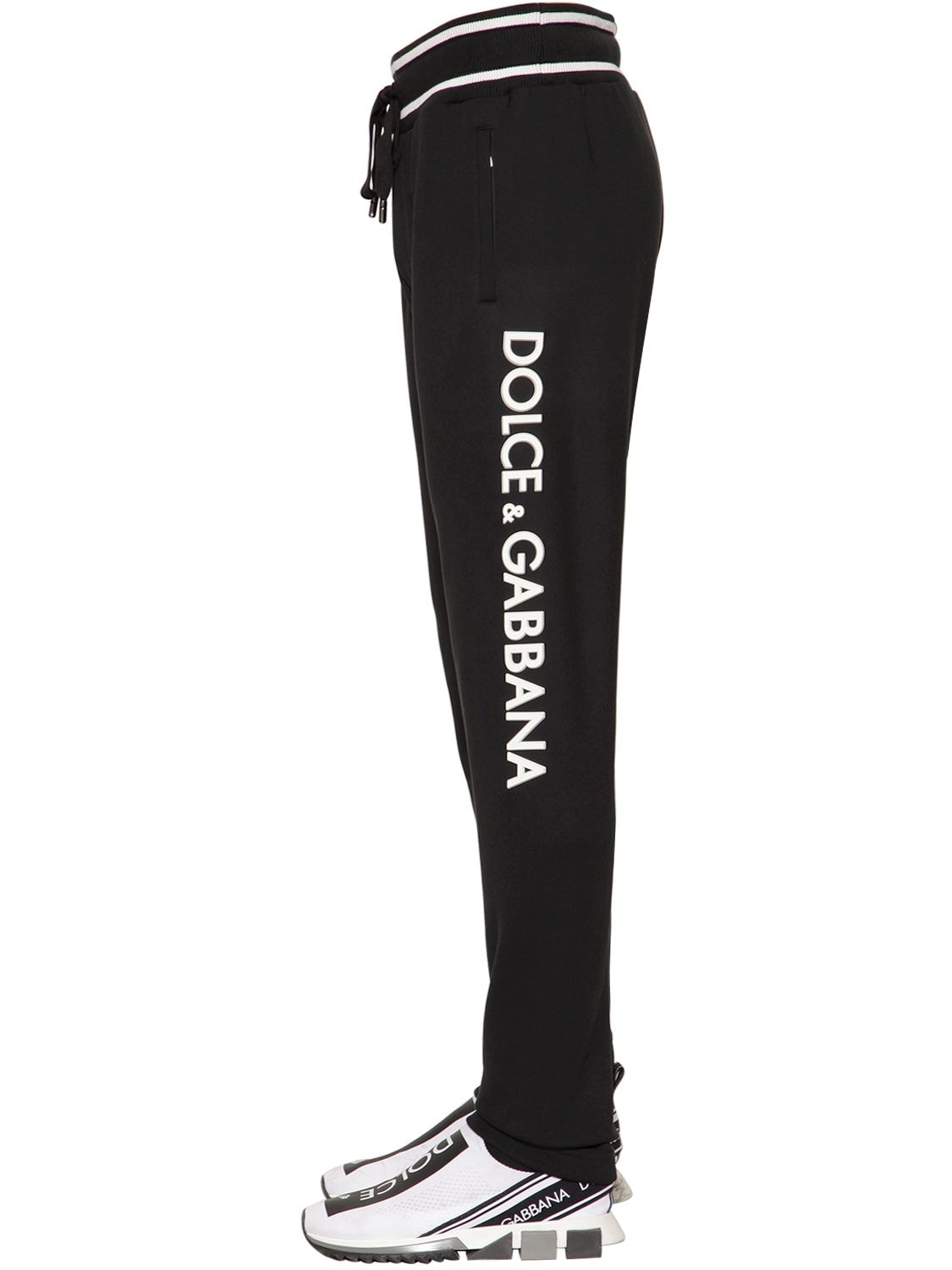 Dolce & Gabbana 3d Logo Cotton Jersey Track Pants In Black