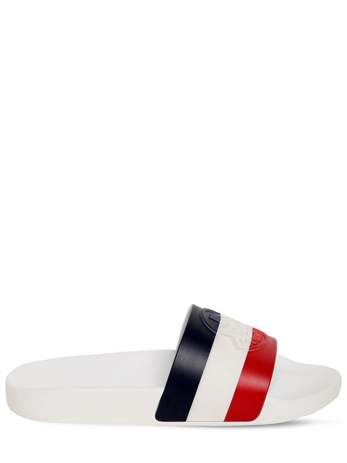 Moncler Striped Rubber Slide Sandals In White