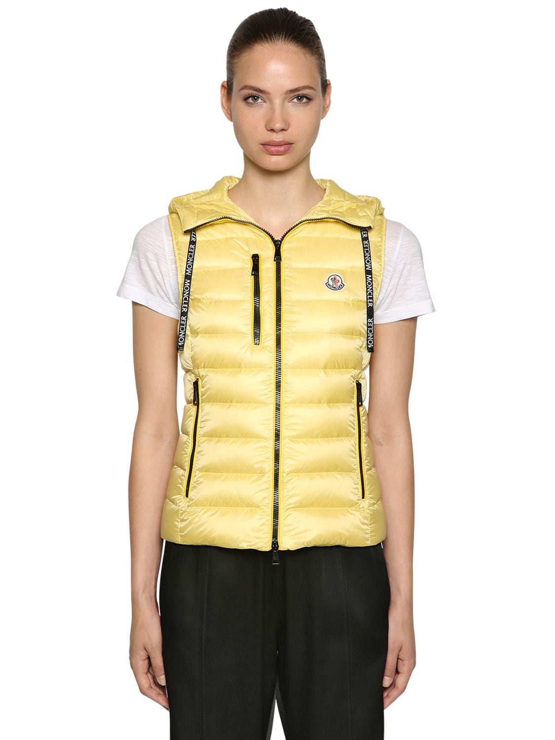Moncler Sucrette Quilted Nylon Down Vest In Yellow