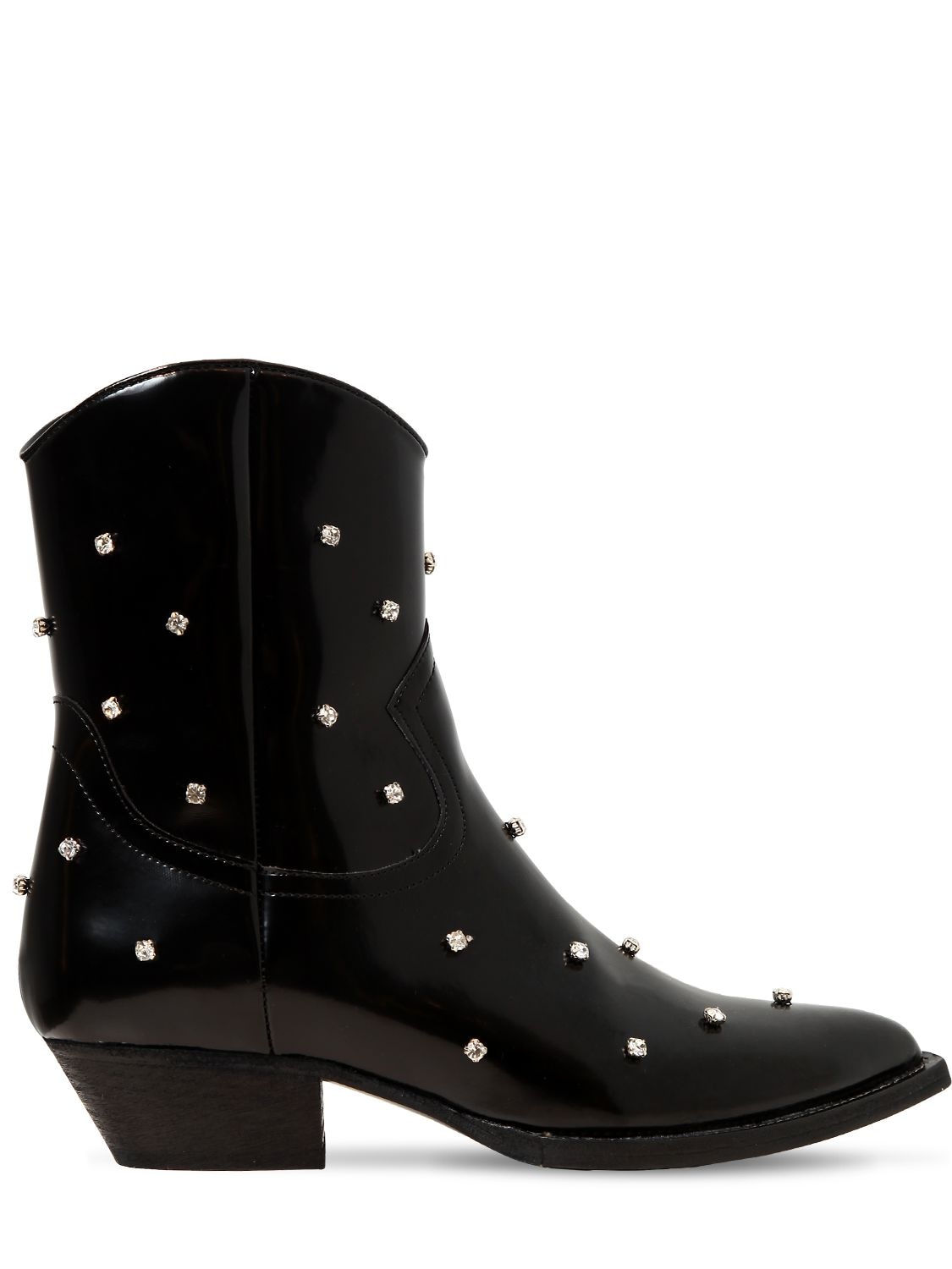 Chiara Ferragni 40mm Embellished Faux Leather Boots In Black