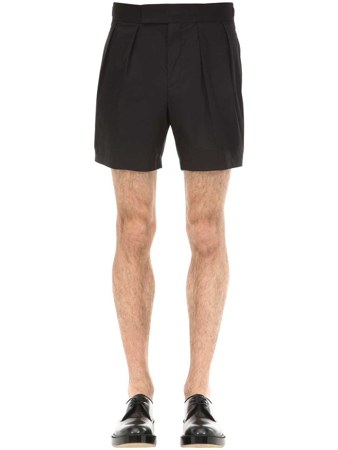 Neil Barrett Pleated Cotton Shorts In Black
