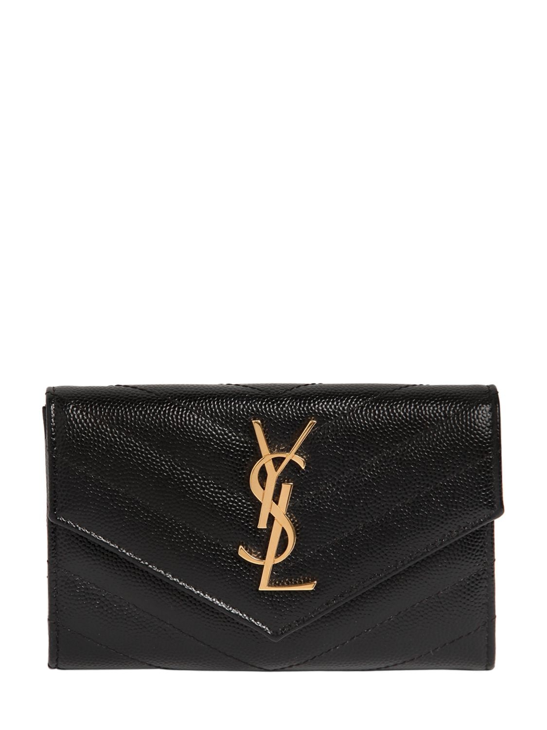 Saint Laurent Monogram Leather Envelope Wallet In Black
