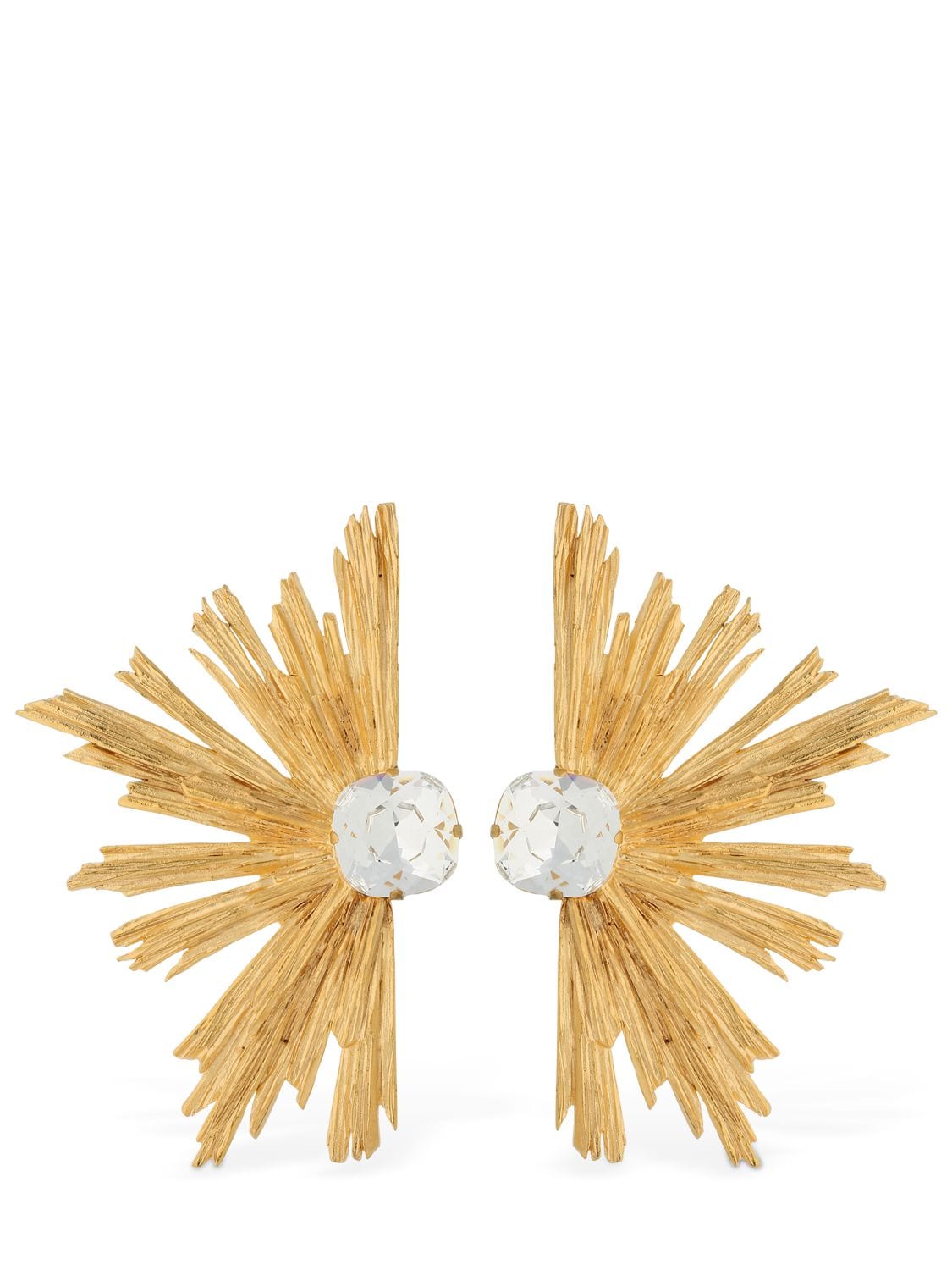 Saint Laurent Crystal Star Earrings In Gold