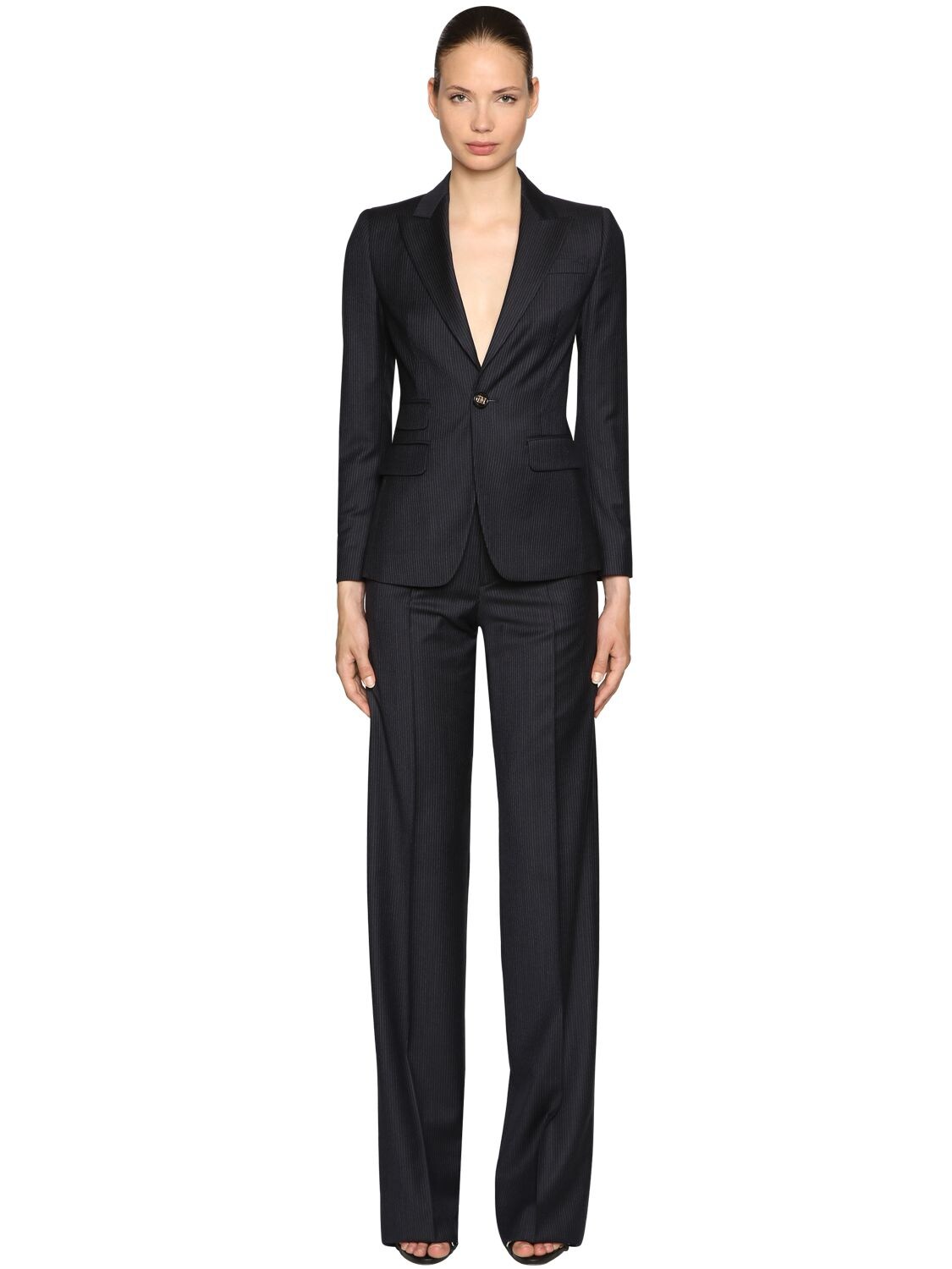 Dsquared2 Pinstriped Virgin Wool Suit In Navy
