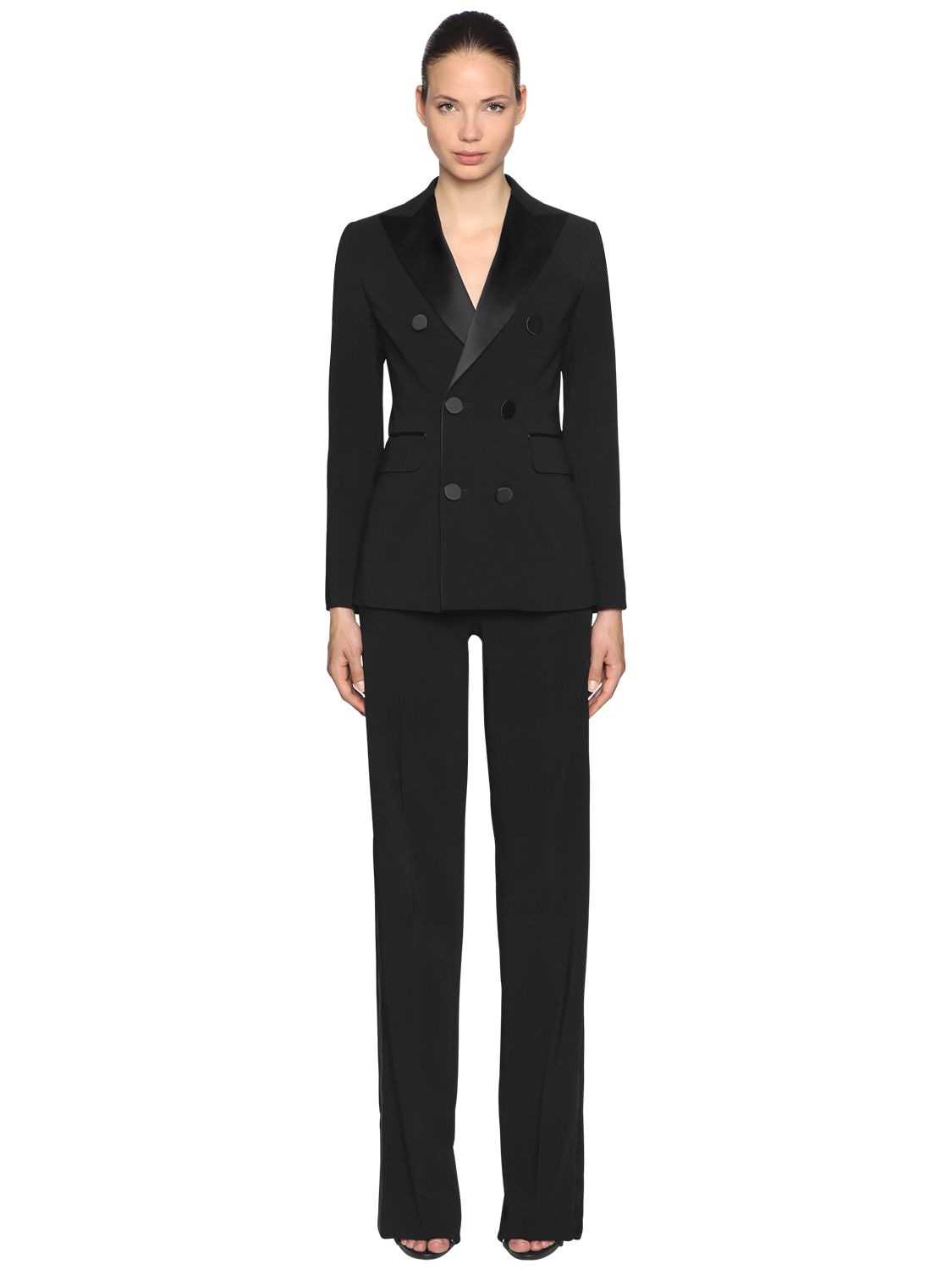 Dsquared2 Stretch Wool Blend Tuxedo Suit In Black
