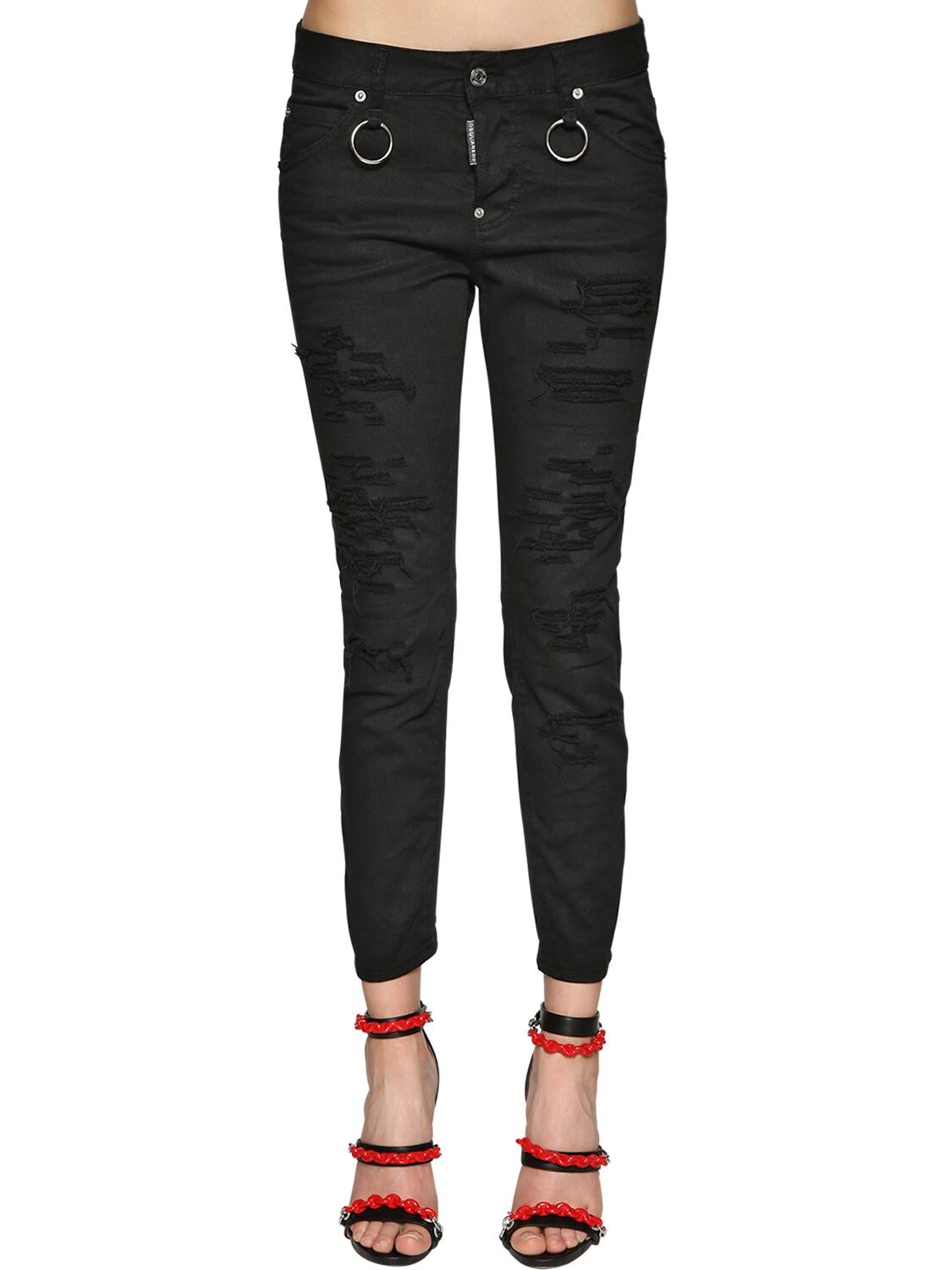 Dsquared2 Cool Girl Bull Cotton Denim Jeans In Black