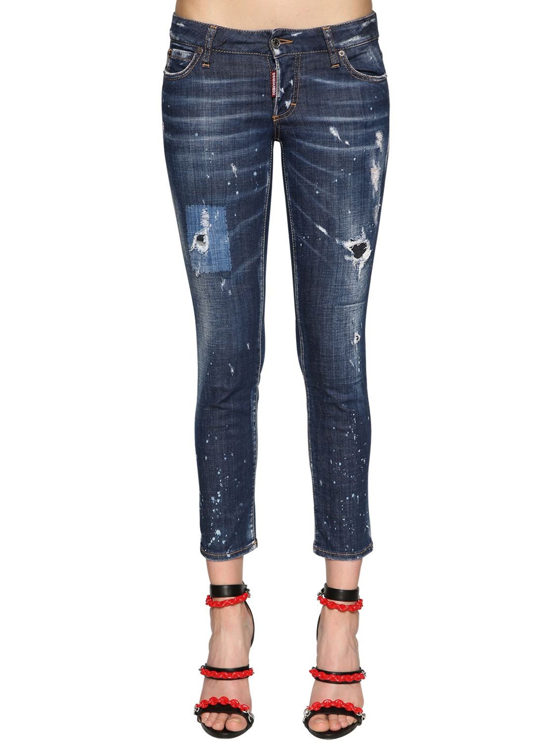 Dsquared2 Jennifer Cropped Cotton Denim Jeans In Blue