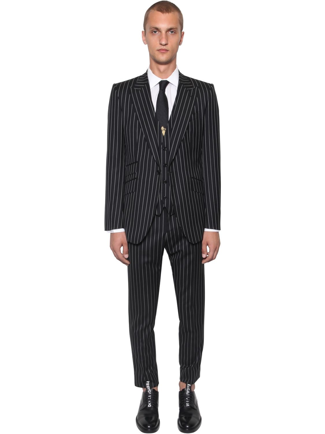 Dolce & Gabbana Sicily Pinstriped Wool Suit In Black