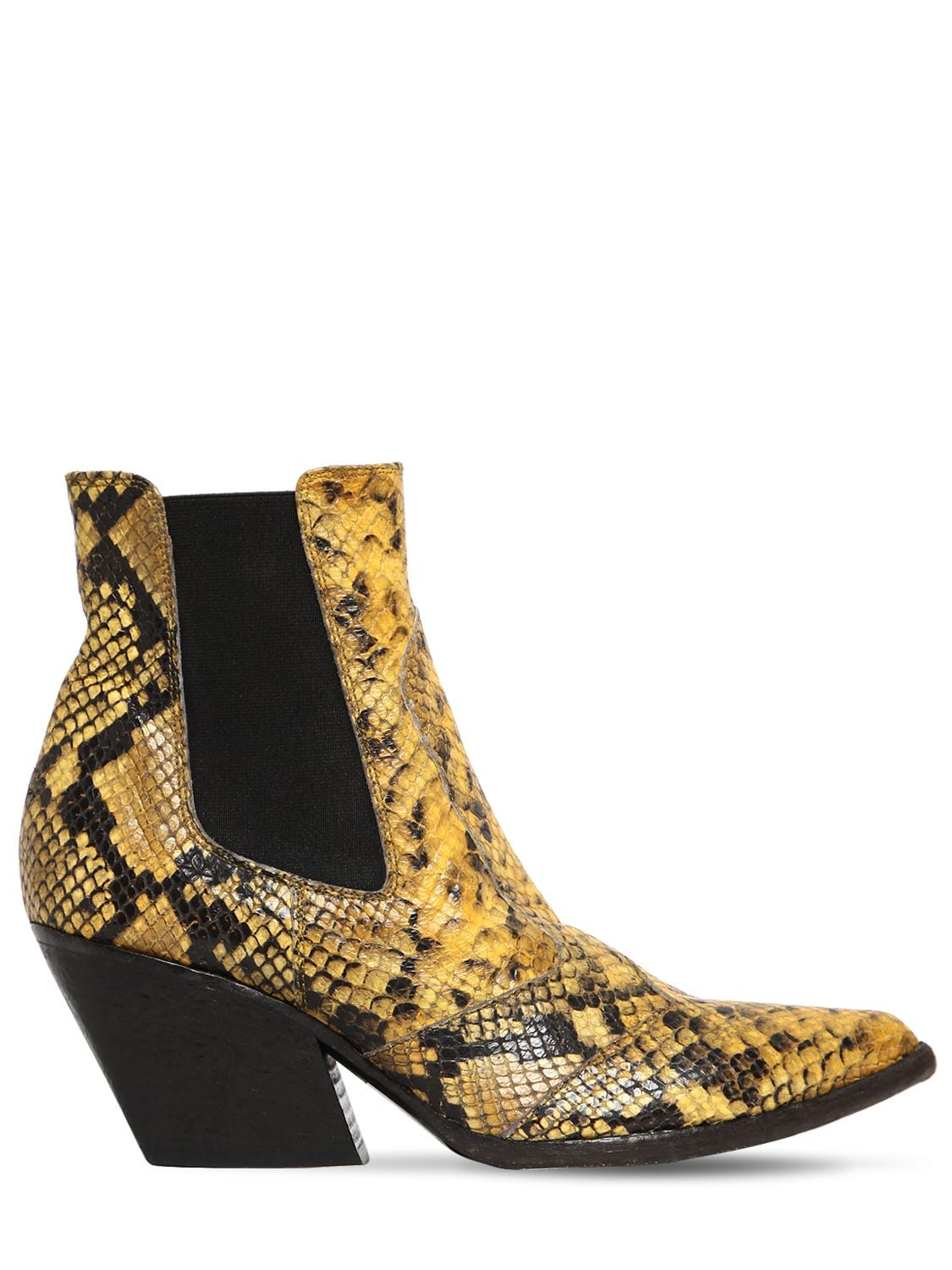 Elena Iachi 60mm Snake Print Leather Cowboy Boots In Yellow