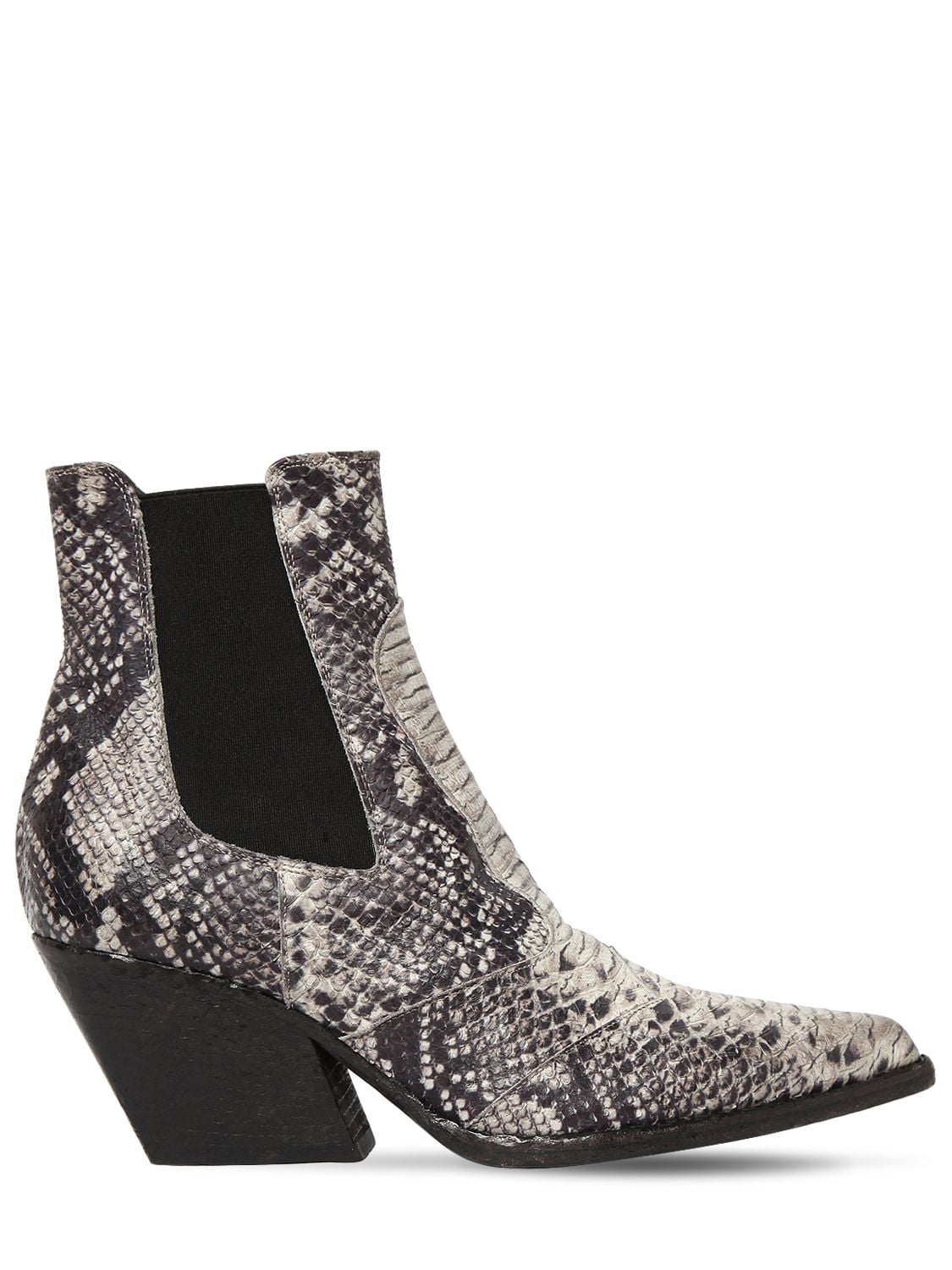 Elena Iachi 60mm Snake Print Leather Cowboy Boots In Roccia