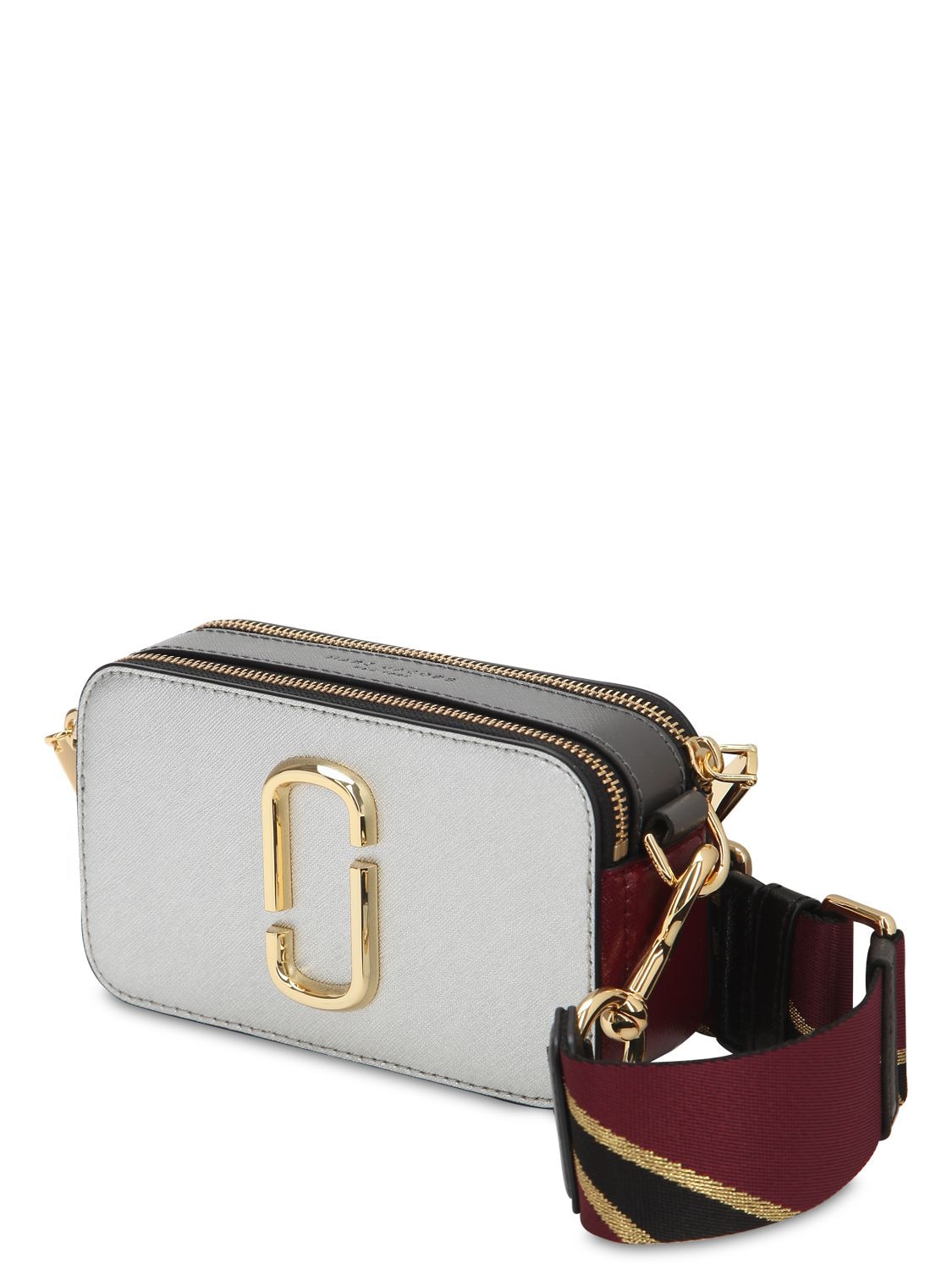 Marc Jacobs Snapshot Saffiano Leather Shoulder Bag In 银色