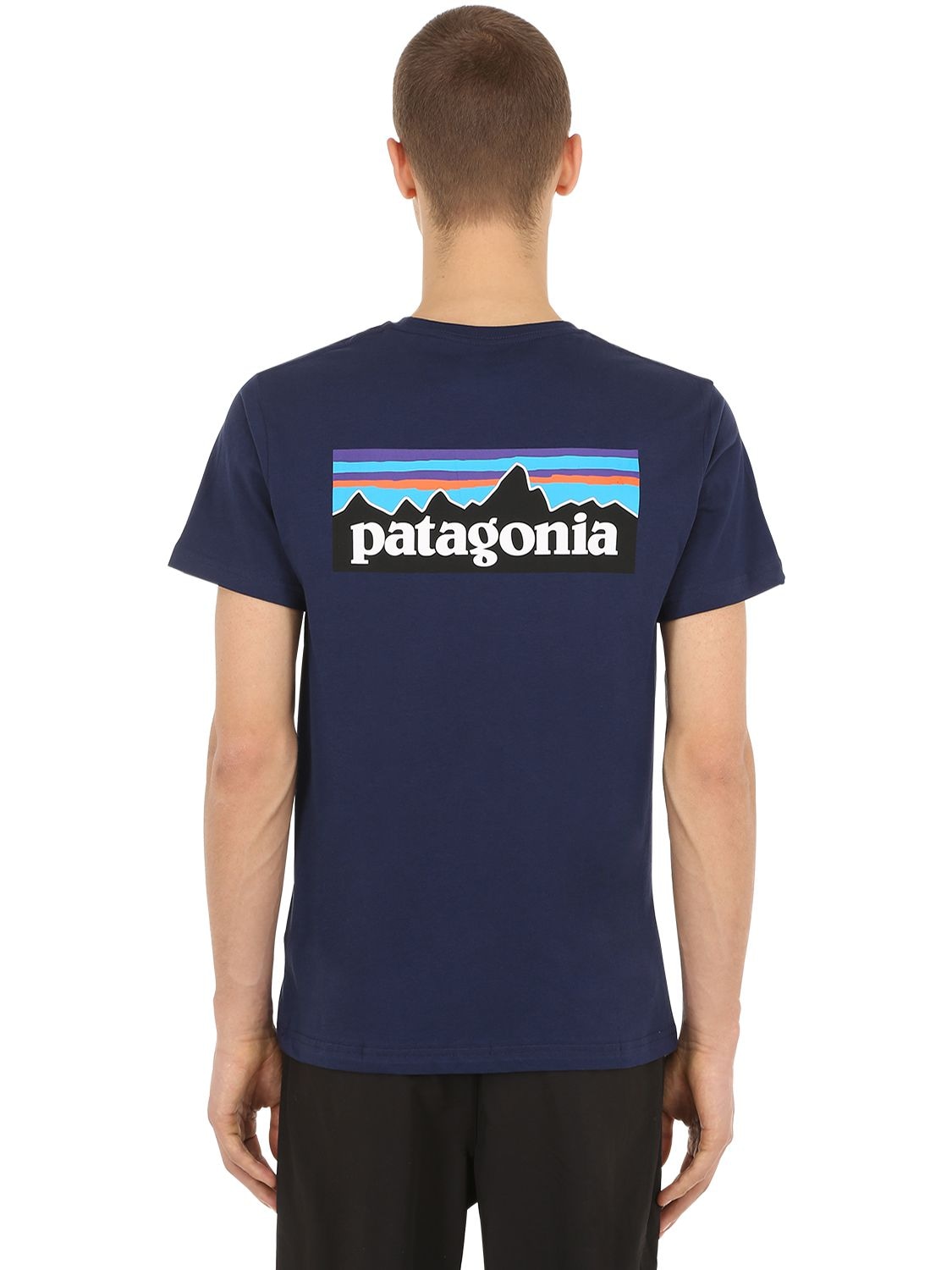 Patagonia P-6 Logo Organic Cotton Jersey T-shirt In Navy