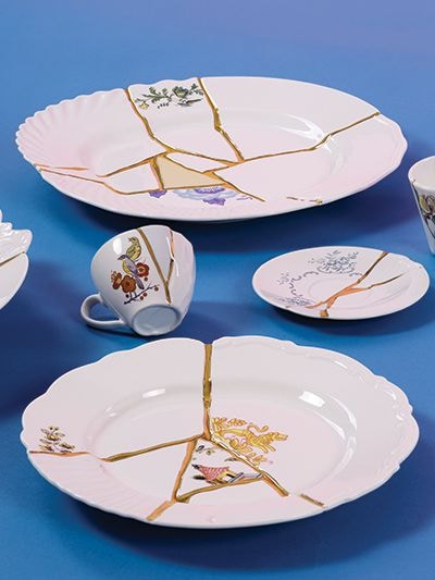 Shop Seletti Kintsugi Porcelain Dinner Plate In Multicolor