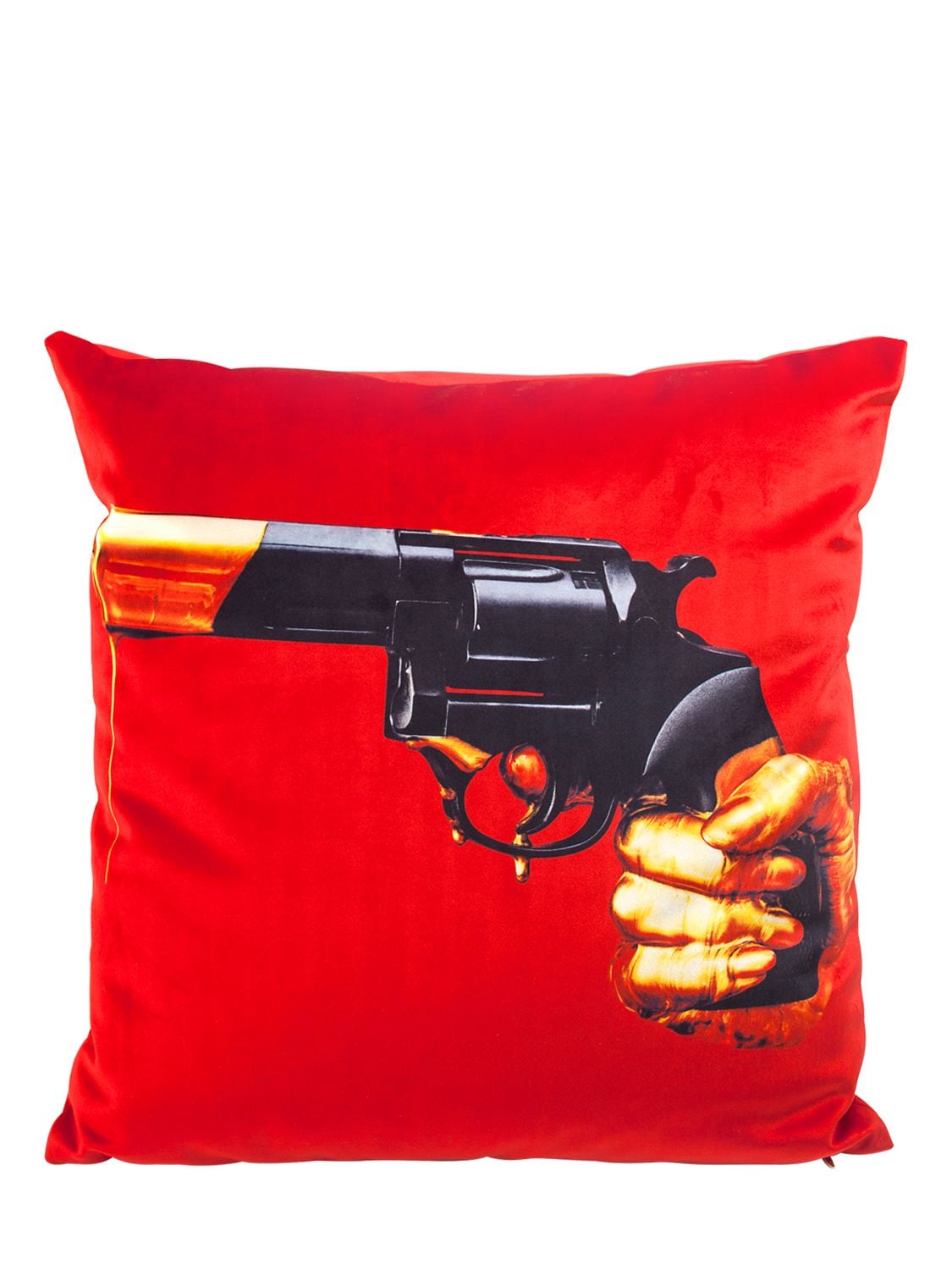 Seletti Revolver Printed Cushion In Red,multi
