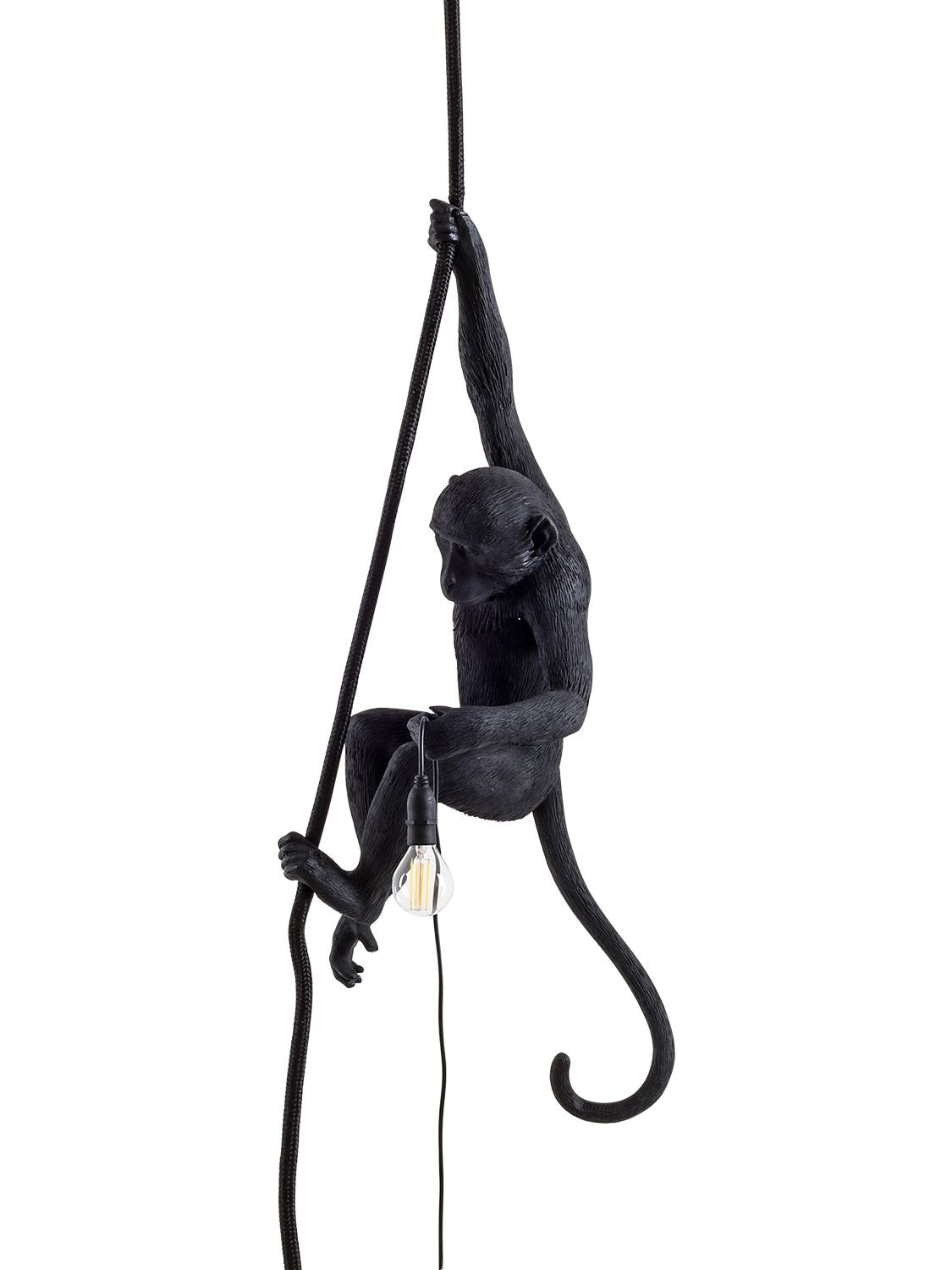 Seletti Monkey On A Cord Ceiling Lamp In Black