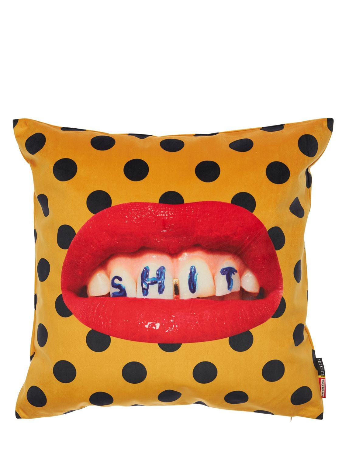 Seletti Lips & Teeth Printed Cushion In Multicolor
