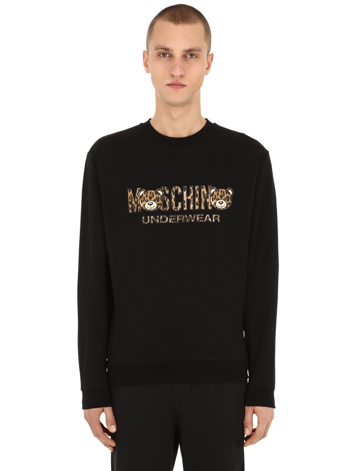 Moschino Underwear Printed Cotton Jersey Sweatshirt In Black