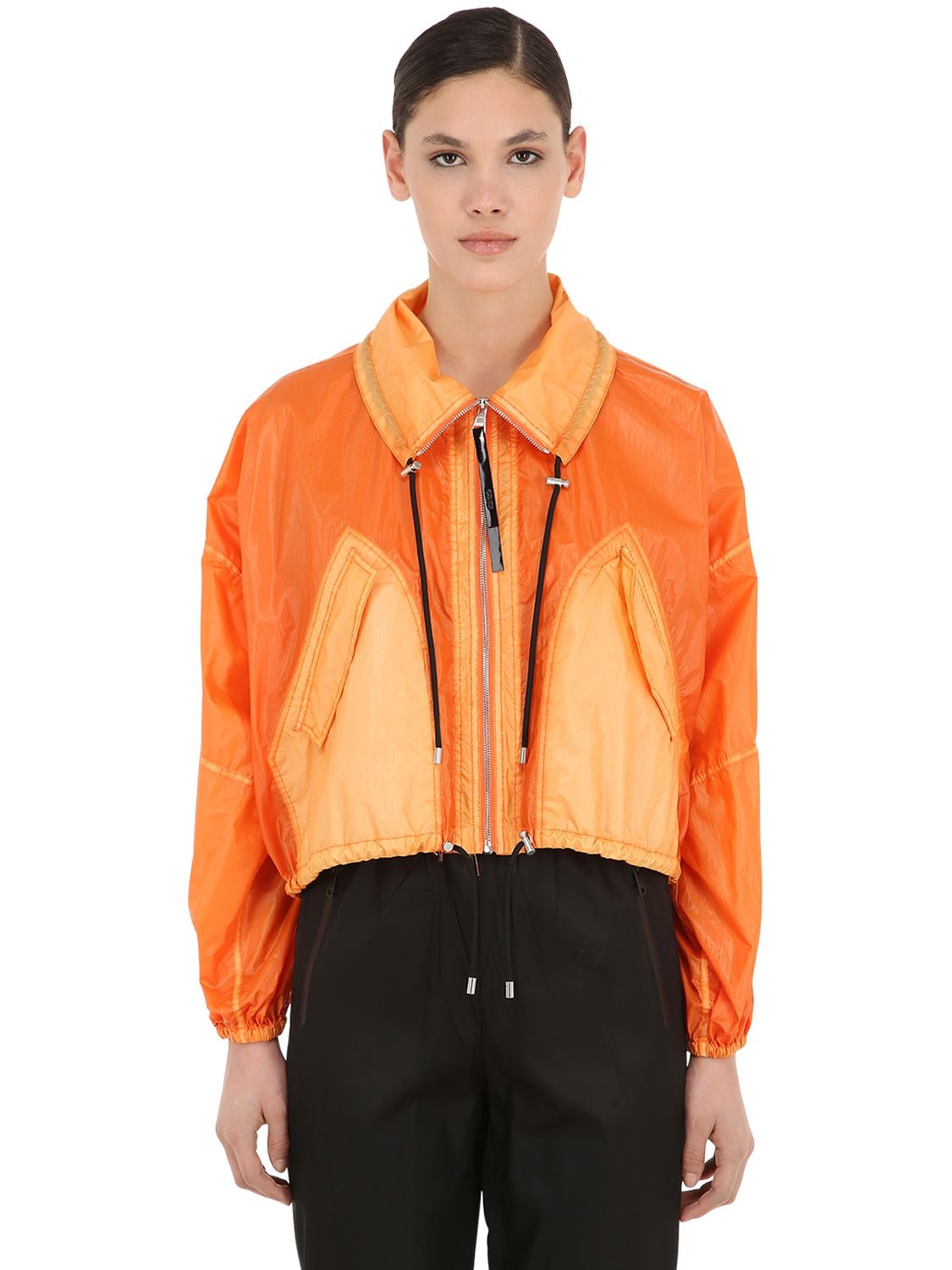 Kenzo Cropped Nylon Windbreaker Jacket In Orange