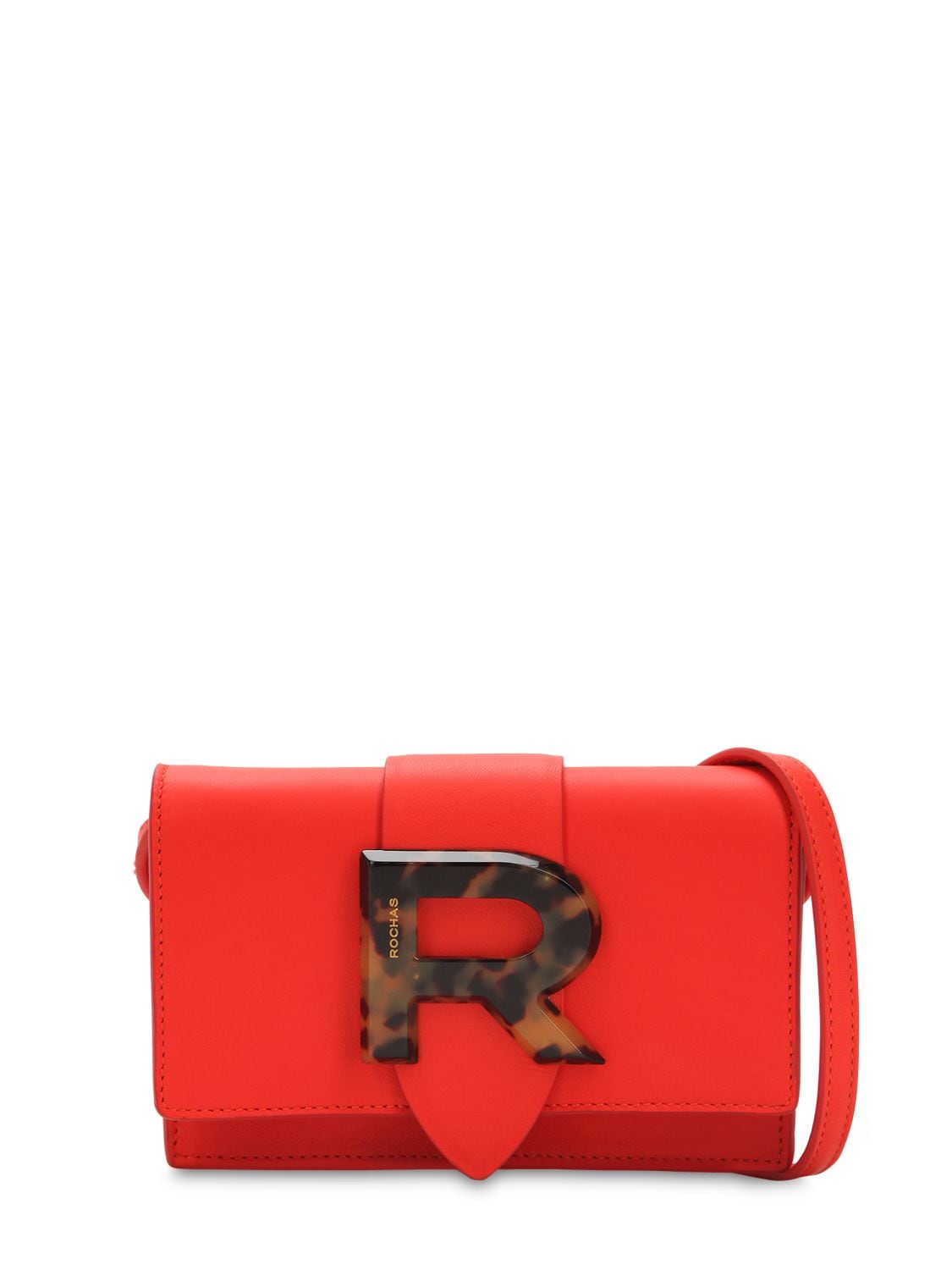 Rochas Logo Leather Shoulder Bag In Red