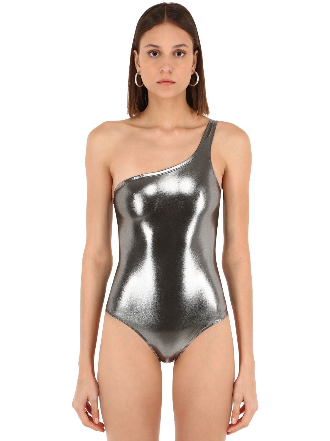 Isabel Marant Sage One Shoulder One Piece Swimsuit In Silver