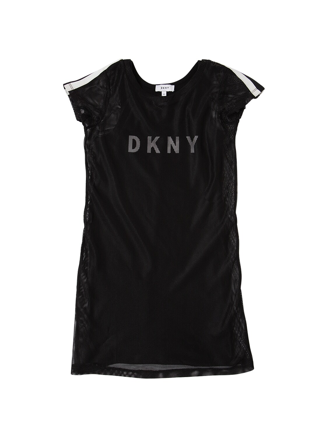Dkny Logo Printed Cotton Jersey & Mesh Dress
