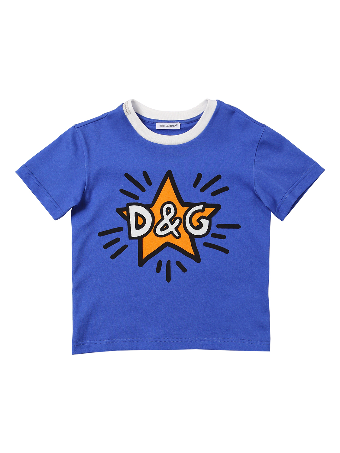Dolce & Gabbana Logo印图织棉t恤 In 蓝色