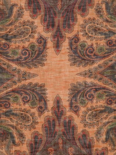 Etro Paisley Linen Scarf In Orange/brown