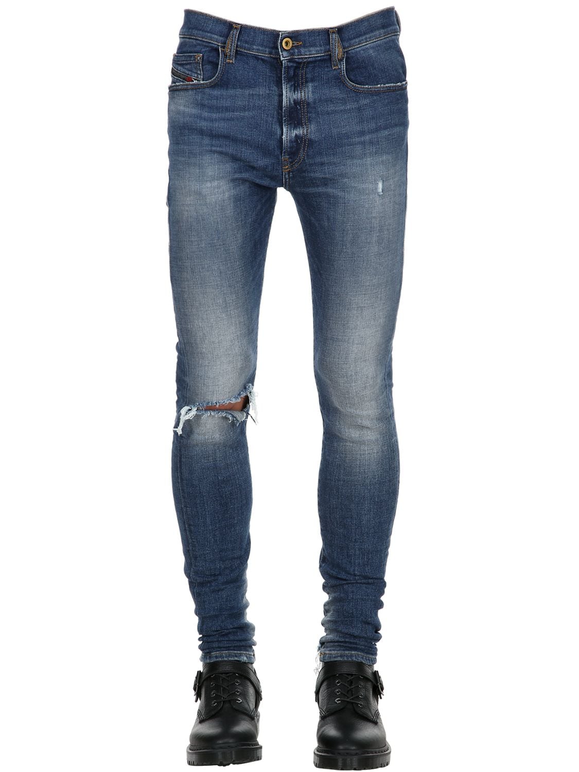 Diesel 15cm Skinny Cotton Denim Jeans In Blue
