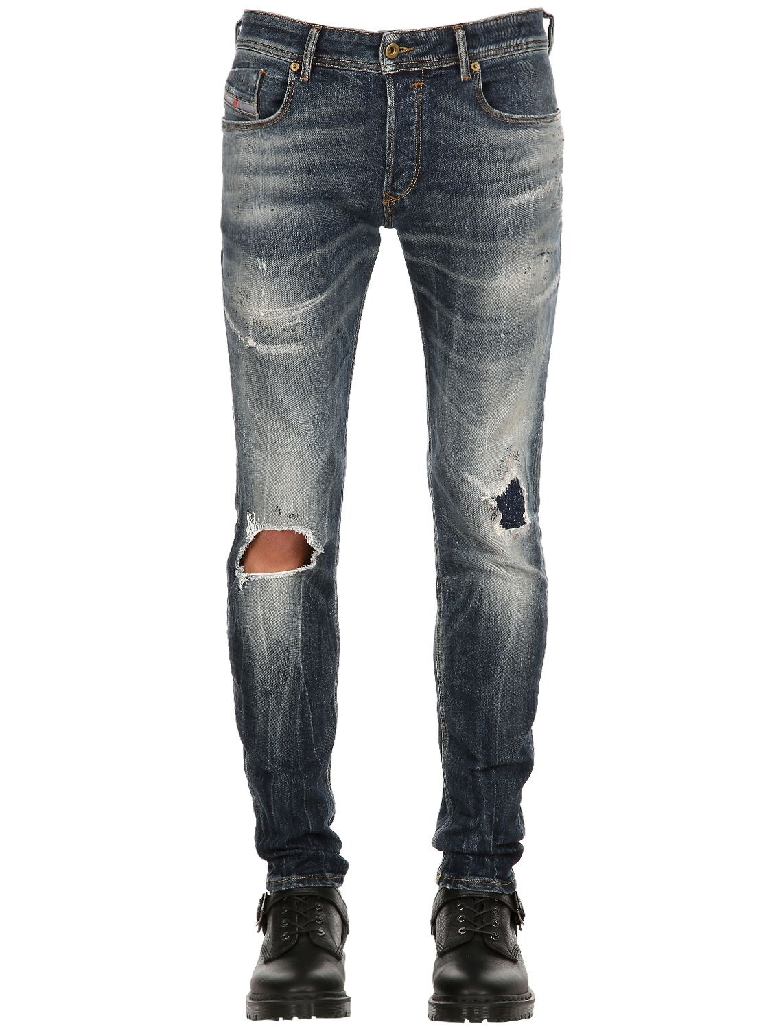 Diesel 15.5cm Skinny Cotton Denim Jeans In Blue