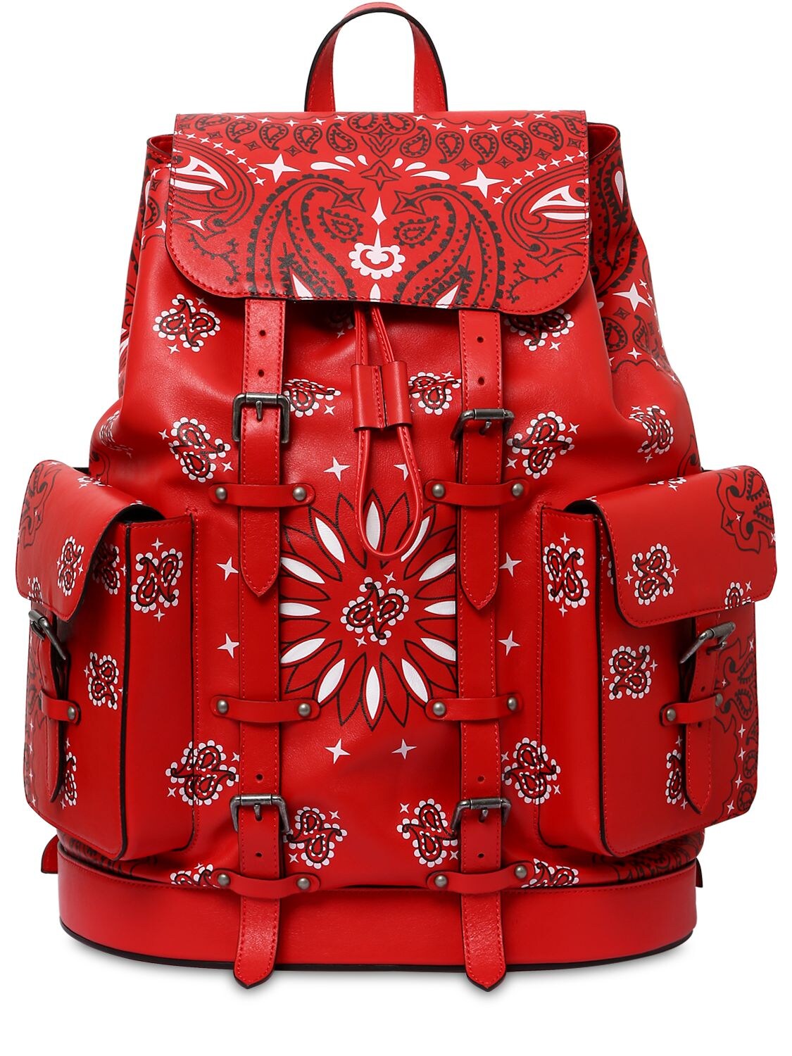Htc Los Angeles Bandana Print Leather Belt Bag In Red