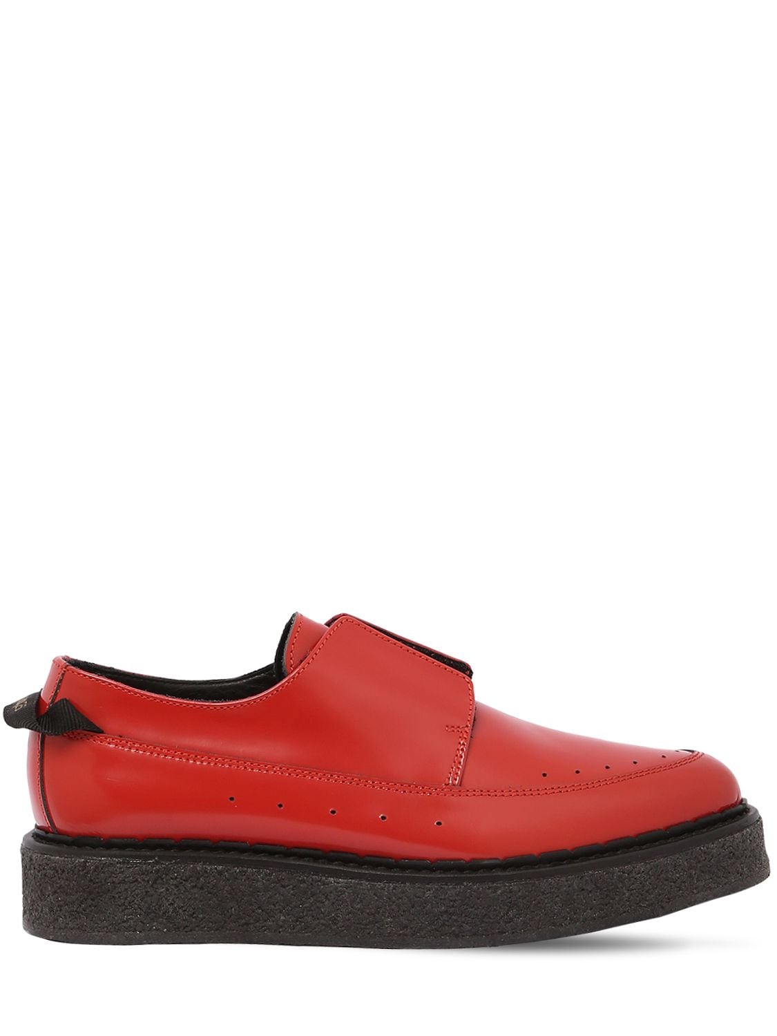 Faqtory Polished Leather Laceless Derby Shoes In Red