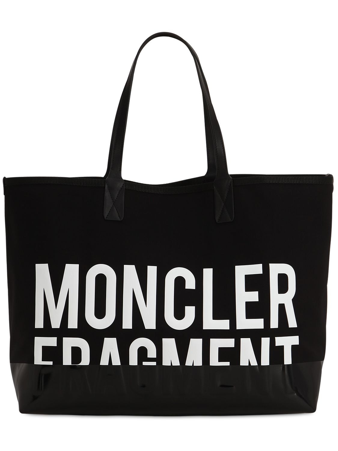Moncler Genius Fragment Leather Shopping Tote In Black