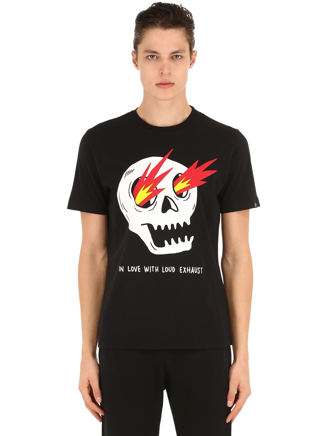 Hydrogen Skull Exhaust Cotton T-shirt In Black