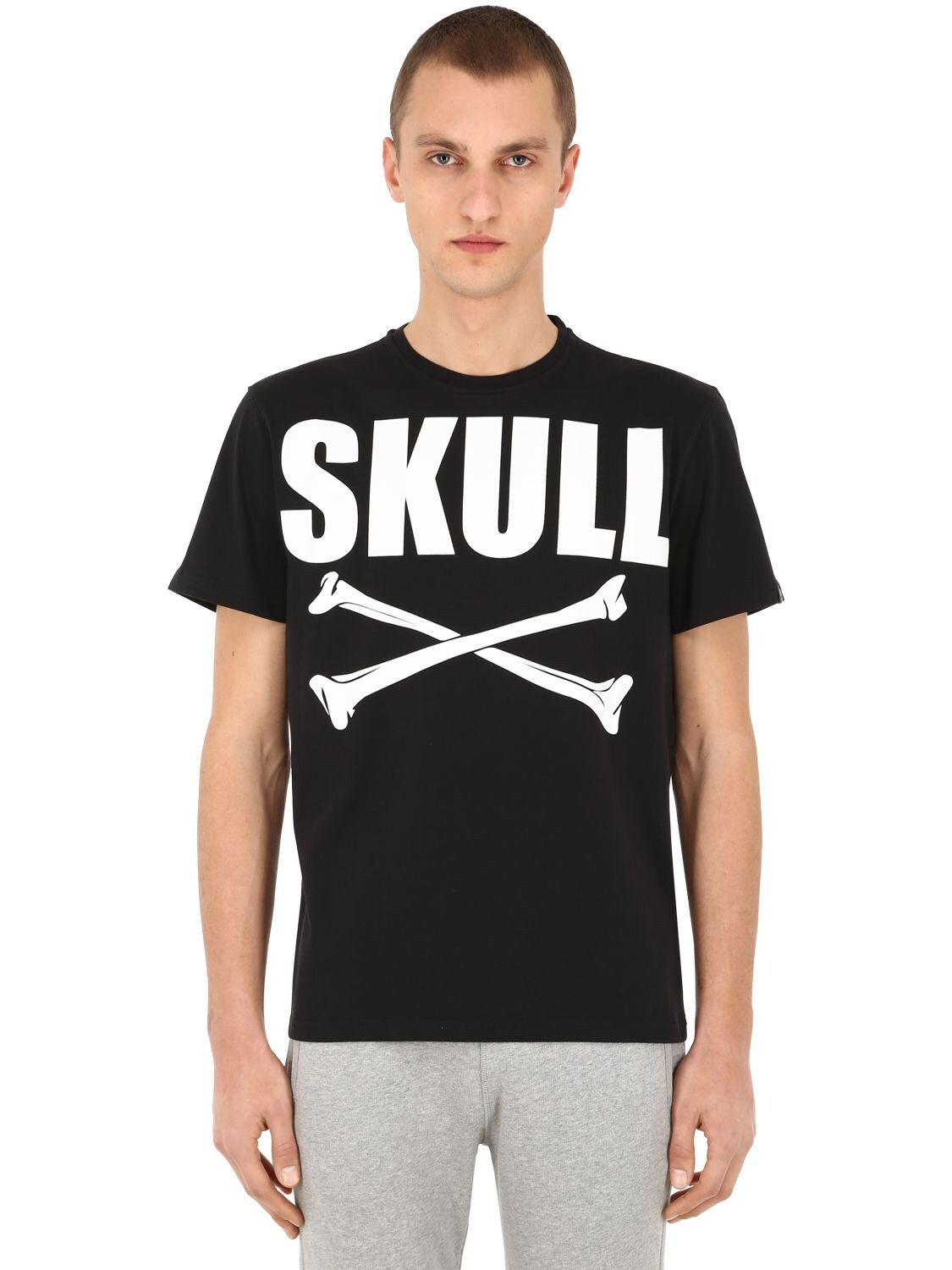 Hydrogen Skull Bones Cotton T-shirt In Black