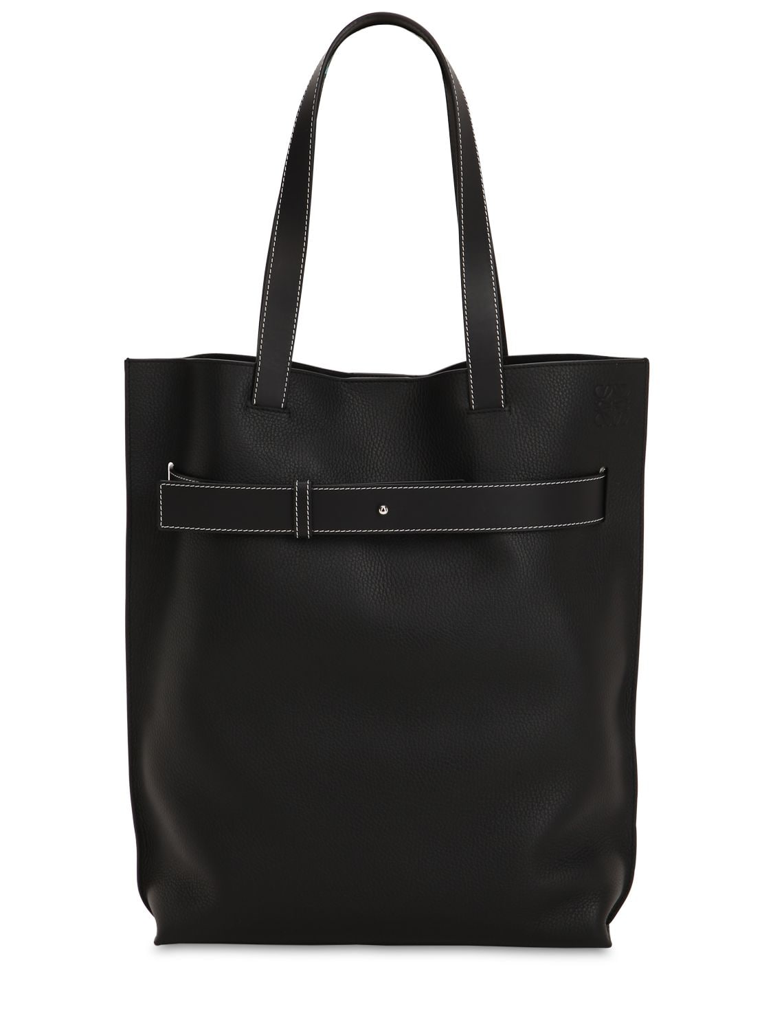 Loewe Strap Vertical Leather Tote Bag In Black